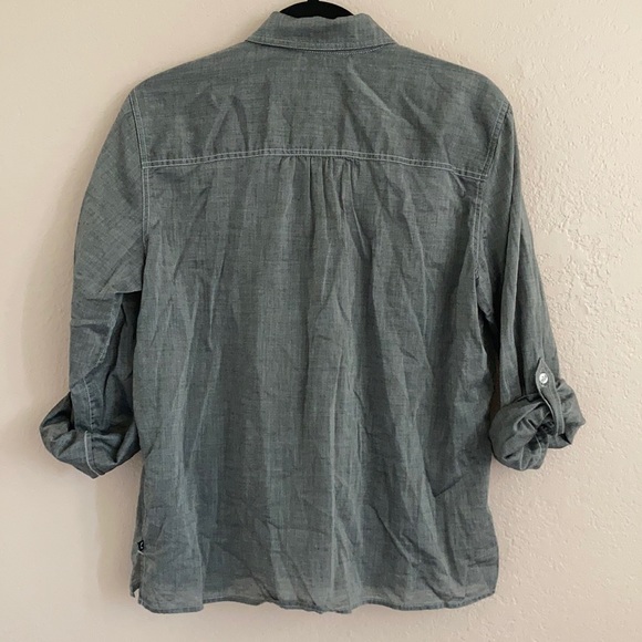 Liz Claiborne Gray Cotton Button Up tunic blouse - Picture 6 of 8
